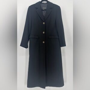 Terry Lewis Classic Luxuries Long Black Coat Size S 90s Minimalist Office‎ Siren